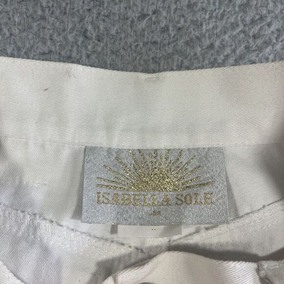 Isabella Sole Cache VTG Set White Denim Jeans Eyelets Cuffs Metallic Accents 80s - Picture 10 of 16